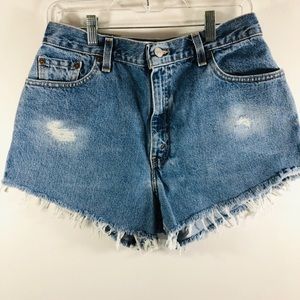 Levi’s cutoffs distressed shorts strings Sz 12